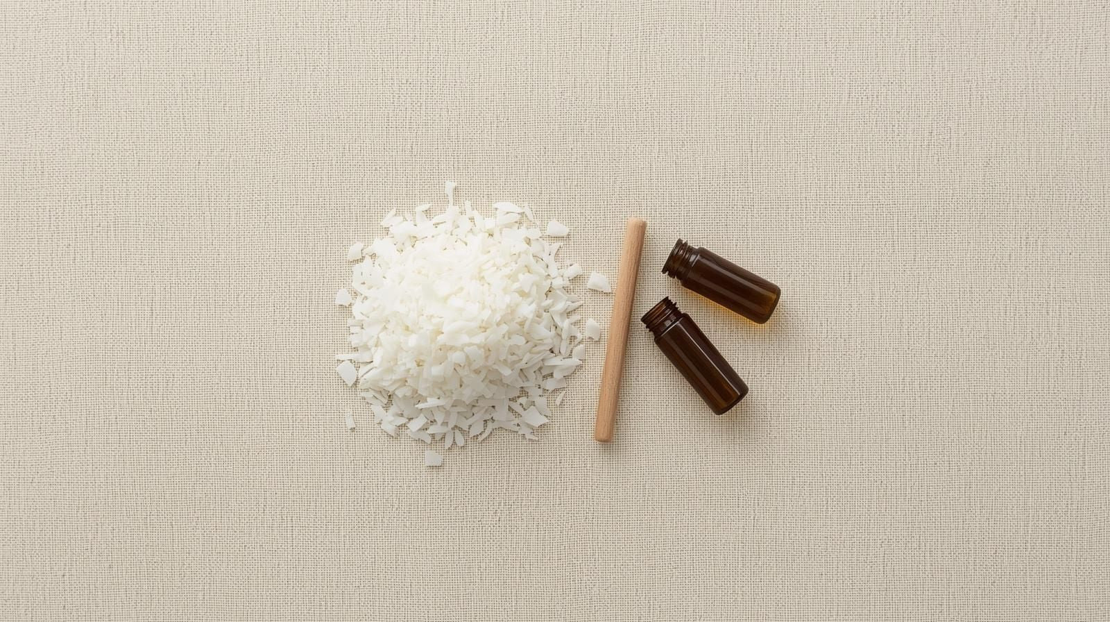 A close-up of organic coconut wax and pure essential oils