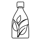 Simplified line drawing of a bottle with a leaf symbol
